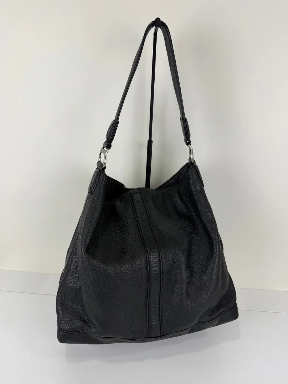 Michael Kors Black Pebbled Leather Slouch Hobo Shoulder Bag Y2K Cargo Pockets